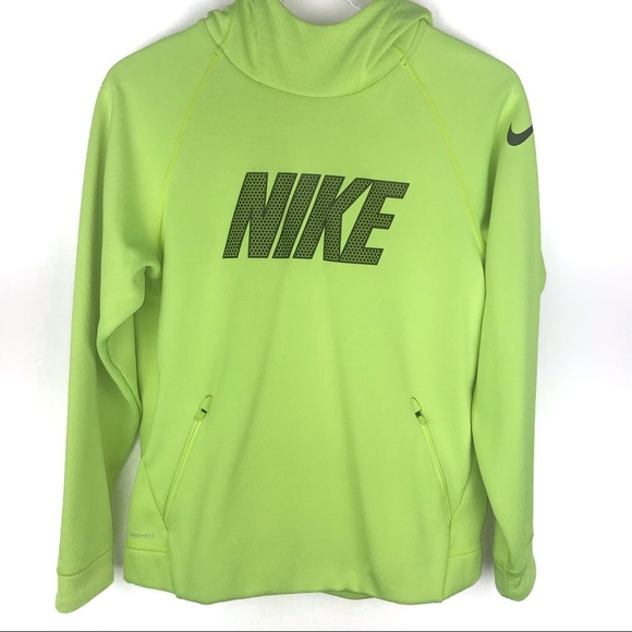 Nike Other - Nike Boys Therma Hoodie • Volt Green Dri-FIT Pullover Size XL